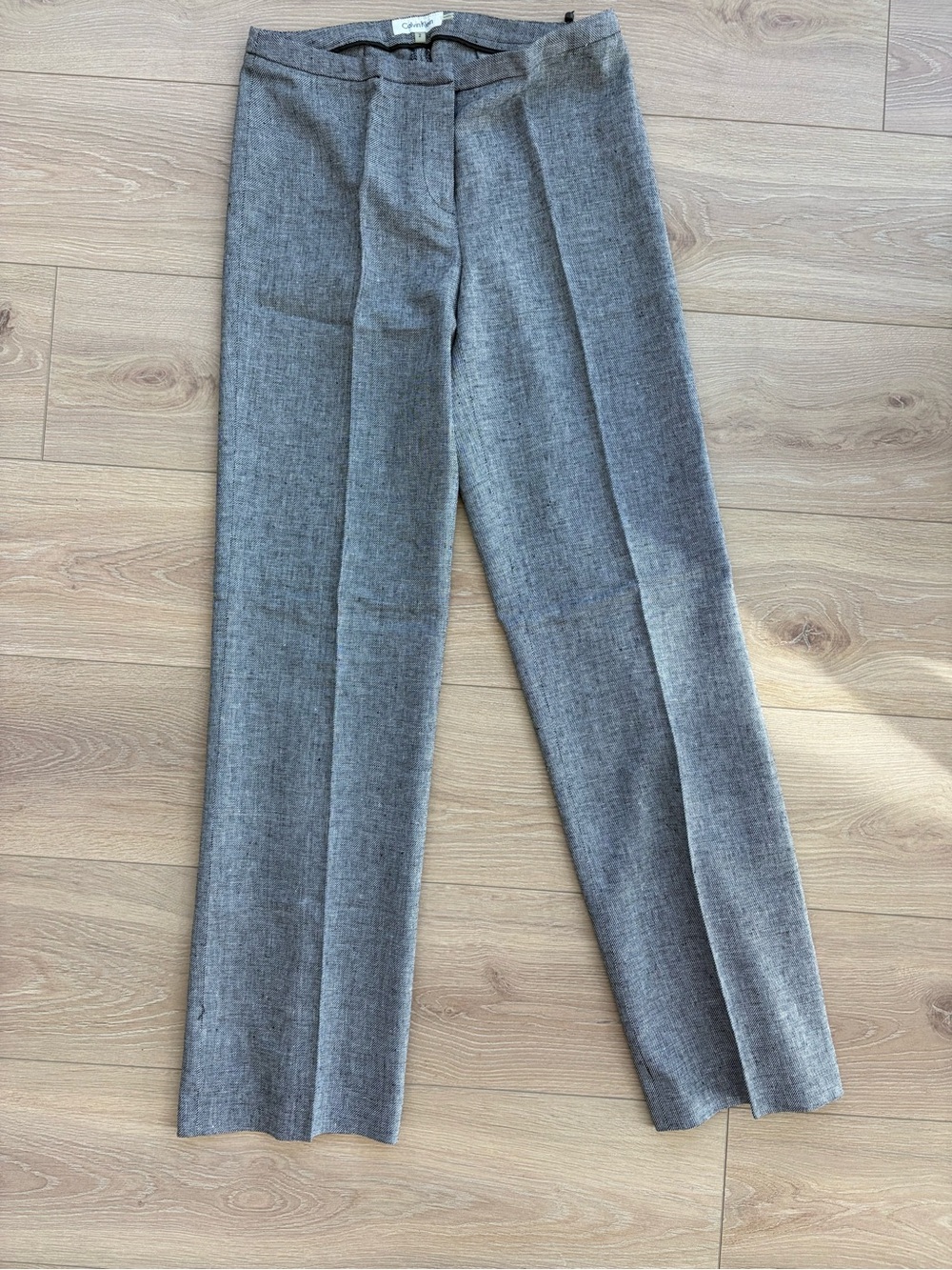 Calvin Klein black and white linen blend straight Leg Dress Pants size 2 New